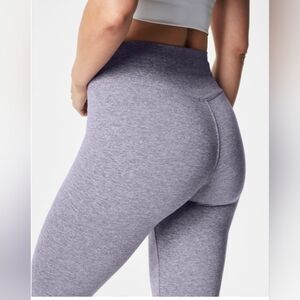 Spanx Medium Violet Gray Heather Crop High Rise Tie Waist Super Smooth Leggings